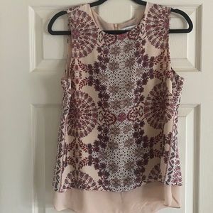 Chiffon tank top with print & underlay